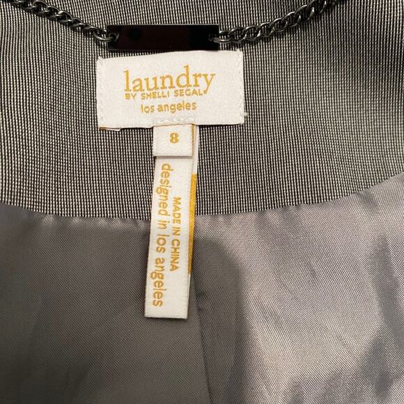 LAUNDRY by SHELLI SEGAL NWT Blazer Gray "Dark Sand" Turn Lock Clasp Size 8 - Picture 6 of 9
